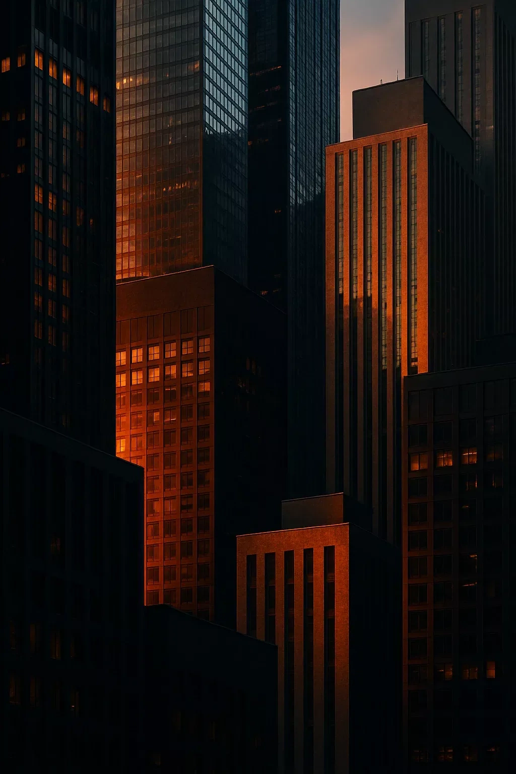 Downtown towers at last light