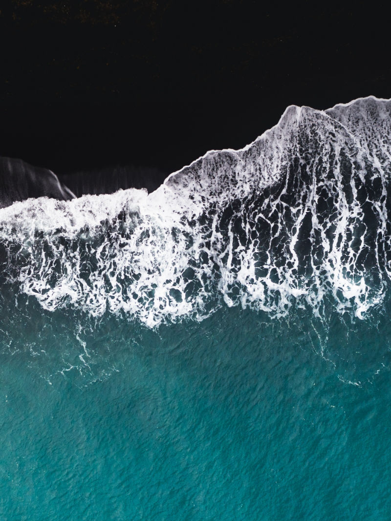 Aerial view of ocean surf